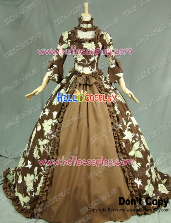 Renaissance Victorian Ball Gown Reenactment Stage Floral Lolita Dress Costume