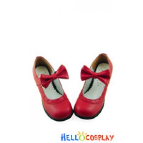 Wine Red IW Charlotte Bow Chunky Sweet Lolita Shoes