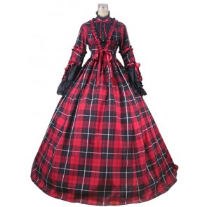 Civil War Reenactment Tartan Dress Ball Gown Prom Cosplay