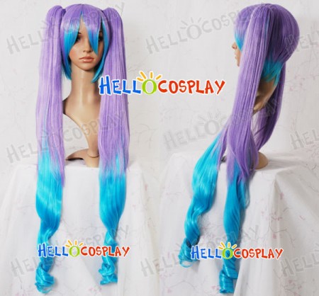 Vocaloid 2 Hatsune Miku Purple Blue Cosplay Wig