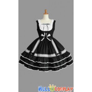 Sweet Lolita Gothic Punk Frill Cute Black Dress