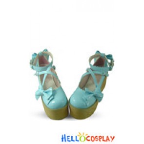 3 1/2'' Heel 2 4/5'' Platform Blue Ankle Straps Lolita Shoes