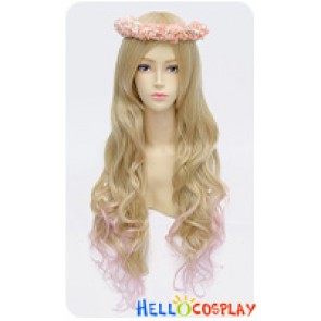 Wig Lolita Cosplay Curly Long Sweet Cute Princess Golden Pink Gradual Change
