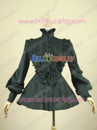 Victorian Lolita Reenactment Romantic Ruffle Blouse Gothic Lolita Dress Black