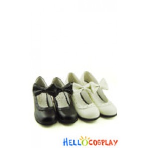 Black IW Charlotte Bow Chunky Sweet Lolita Shoes