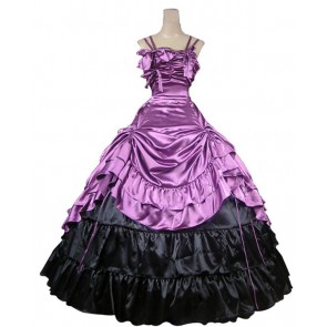 Southern Belle Satin Lolita Ball Gown Lavender Prom Dress