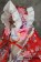 Lolita Cosplay Red Flowers Japan Kimono Maid Dress Costume