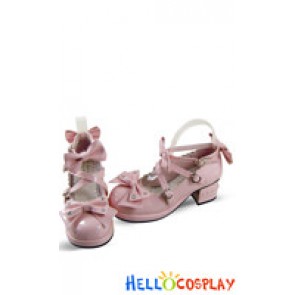 Cute Pink Ankle Straps Heart Shaped Buckle Sweet Lolita Shoes