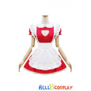 Angel Feather Cosplay Cute Cat Maid Dress Red White
