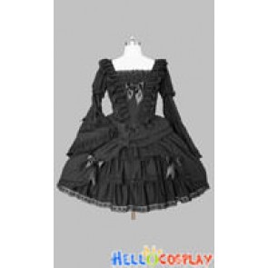 Sweet Lolita Gothic Punk Cute Black Cotton Dress