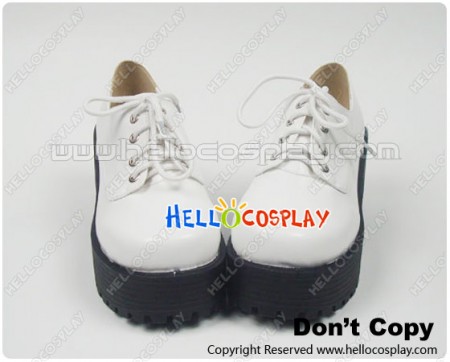 White Lace Shoelace Chunky Punk Lolita Shoes