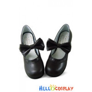 Brown Charlotte Bow Chunky Sweet Lolita Shoes