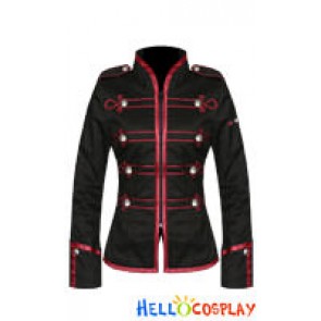Black Red My Chemical Romance Ladies Military Jacket