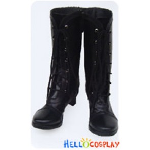 Black Ruffle Lace Zipper Chunky Punk Lolita Boots